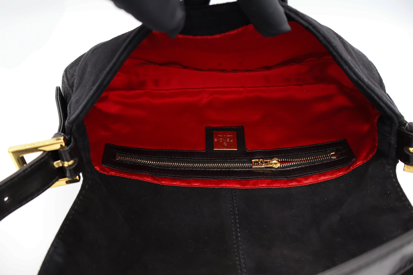 Baguette Black Suede Shoulder Bag