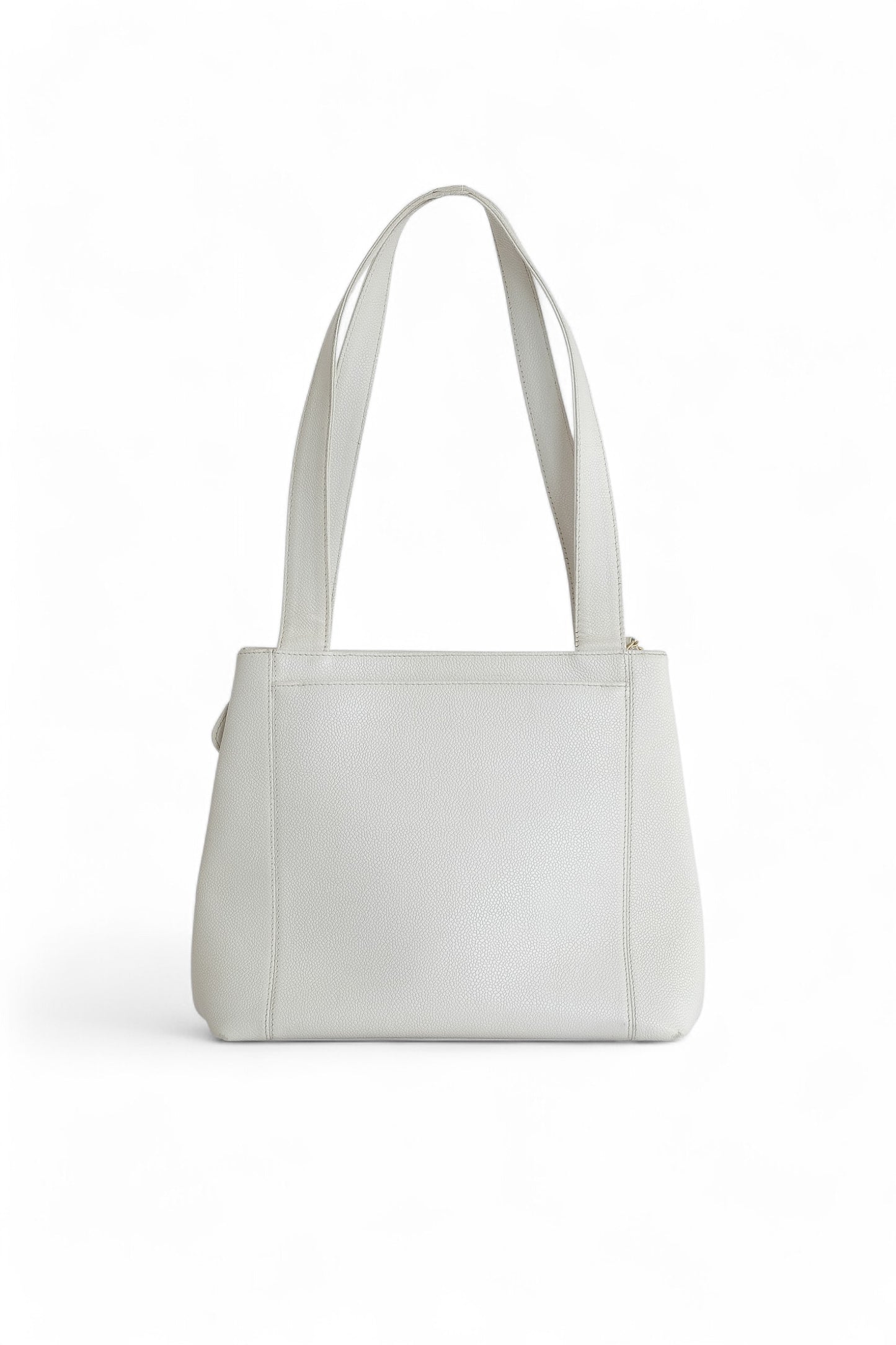 Chanel White Caviar Leather Tote Bag
