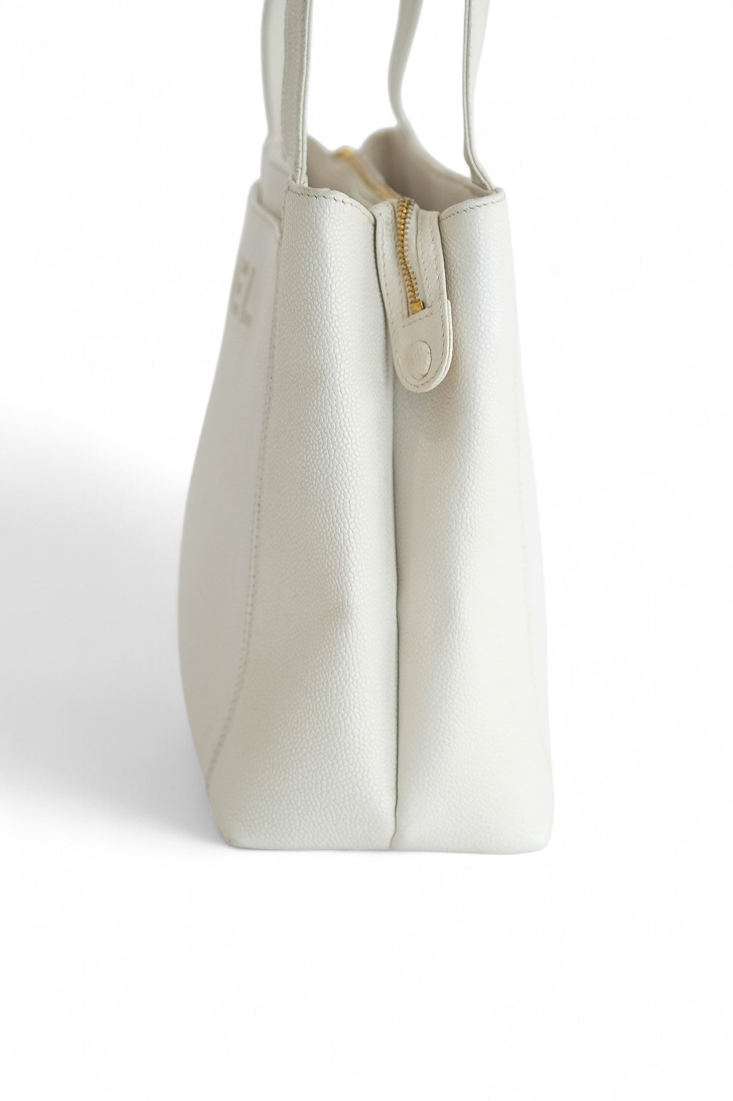 Chanel White Caviar Leather Tote Bag