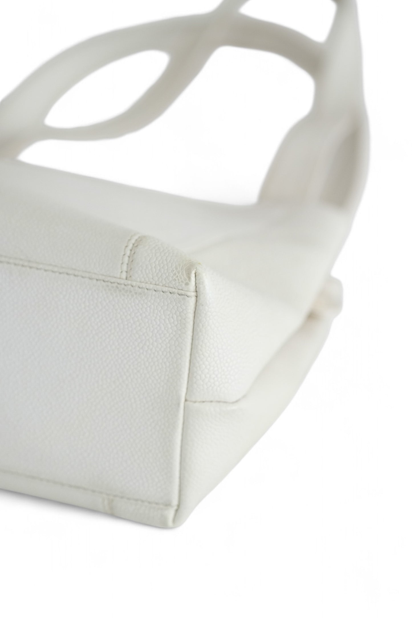 Chanel White Caviar Leather Tote Bag