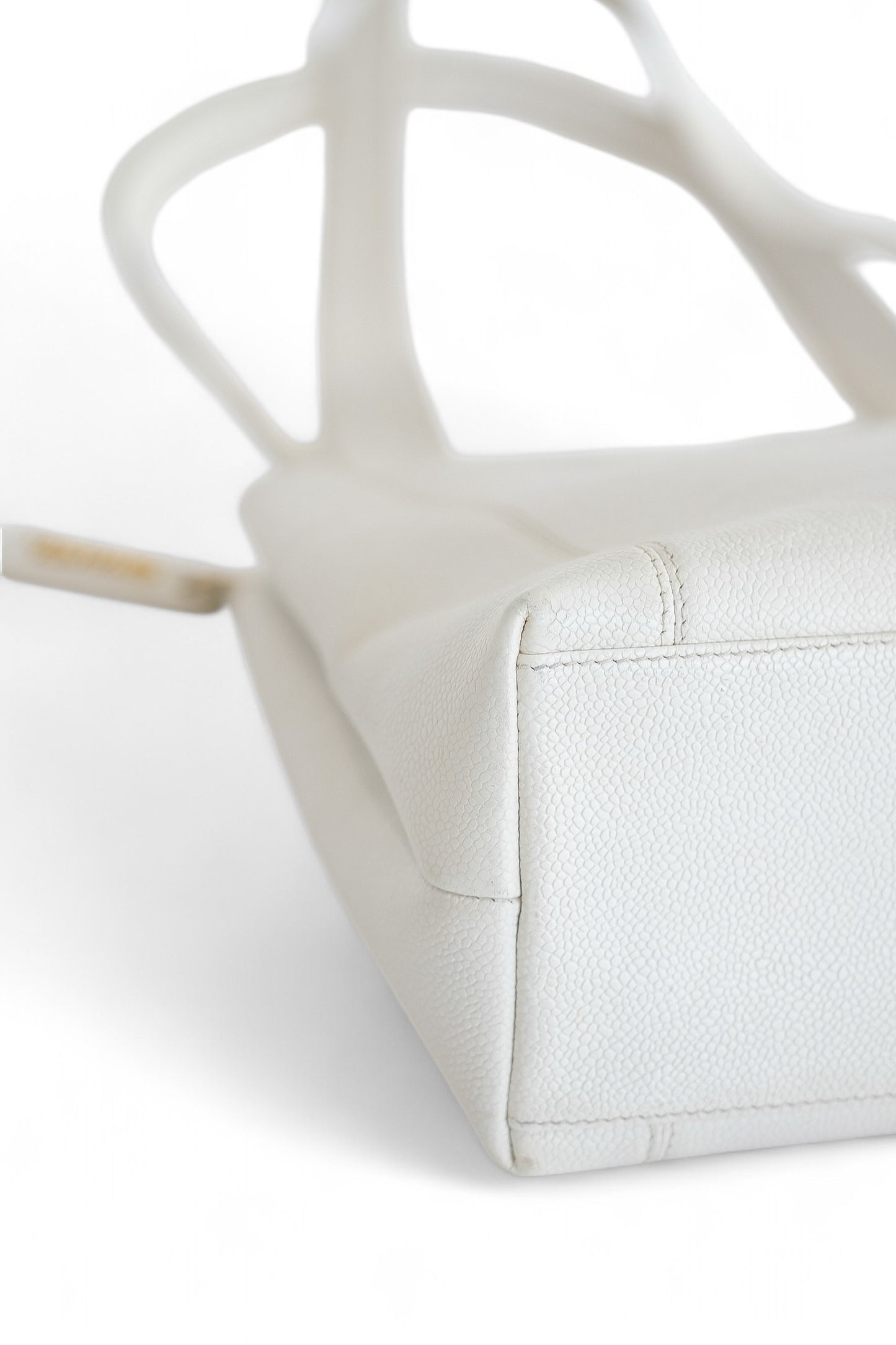 Chanel White Caviar Leather Tote Bag