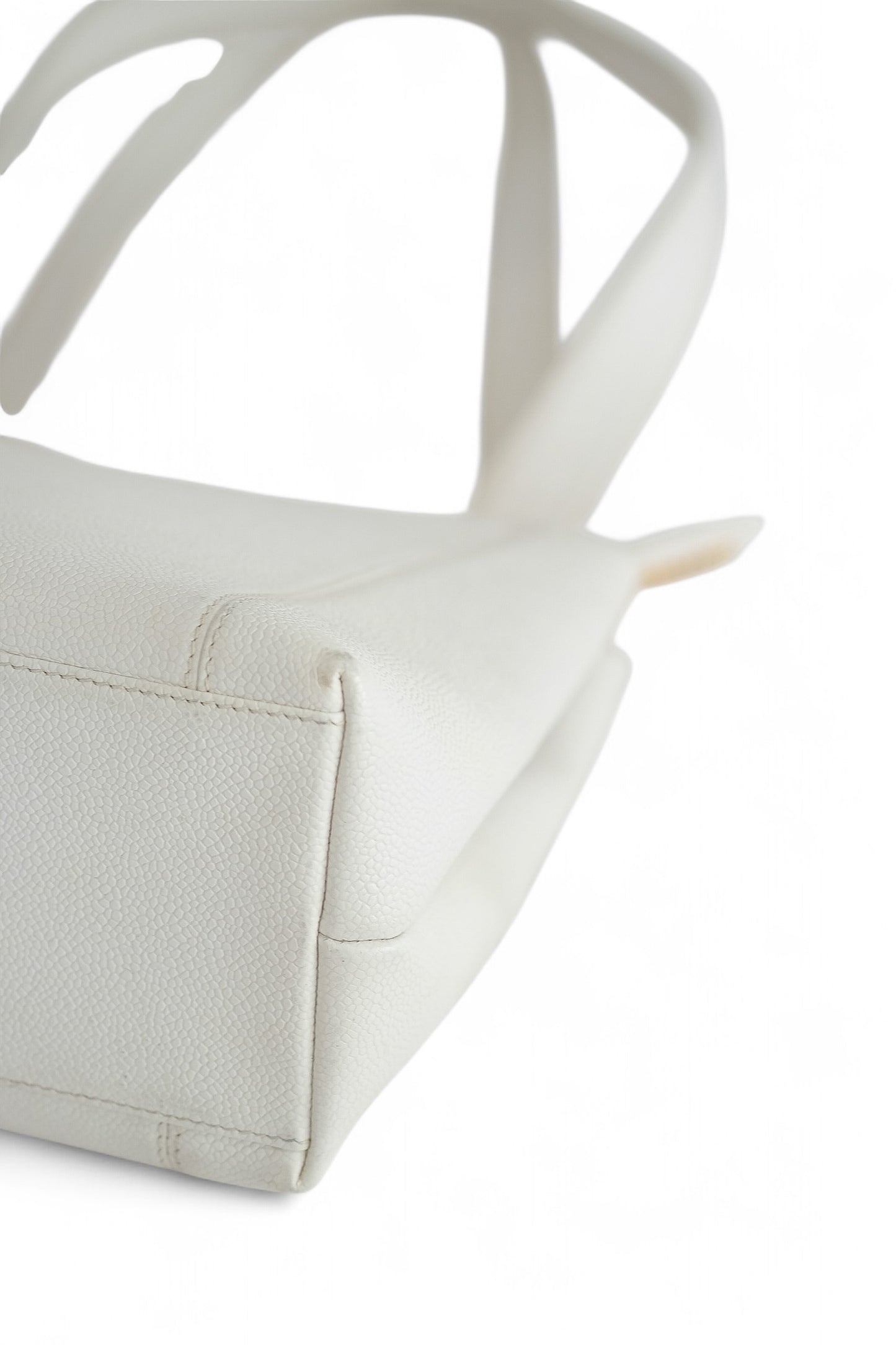 Chanel White Caviar Leather Tote Bag