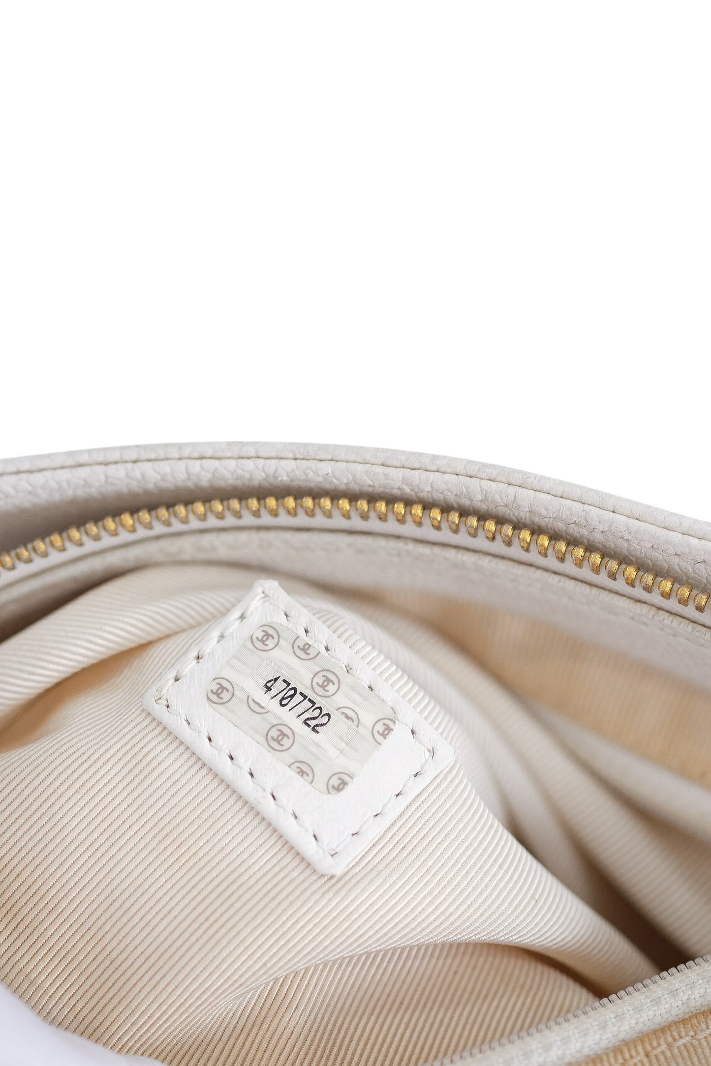 Chanel White Caviar Leather Tote Bag