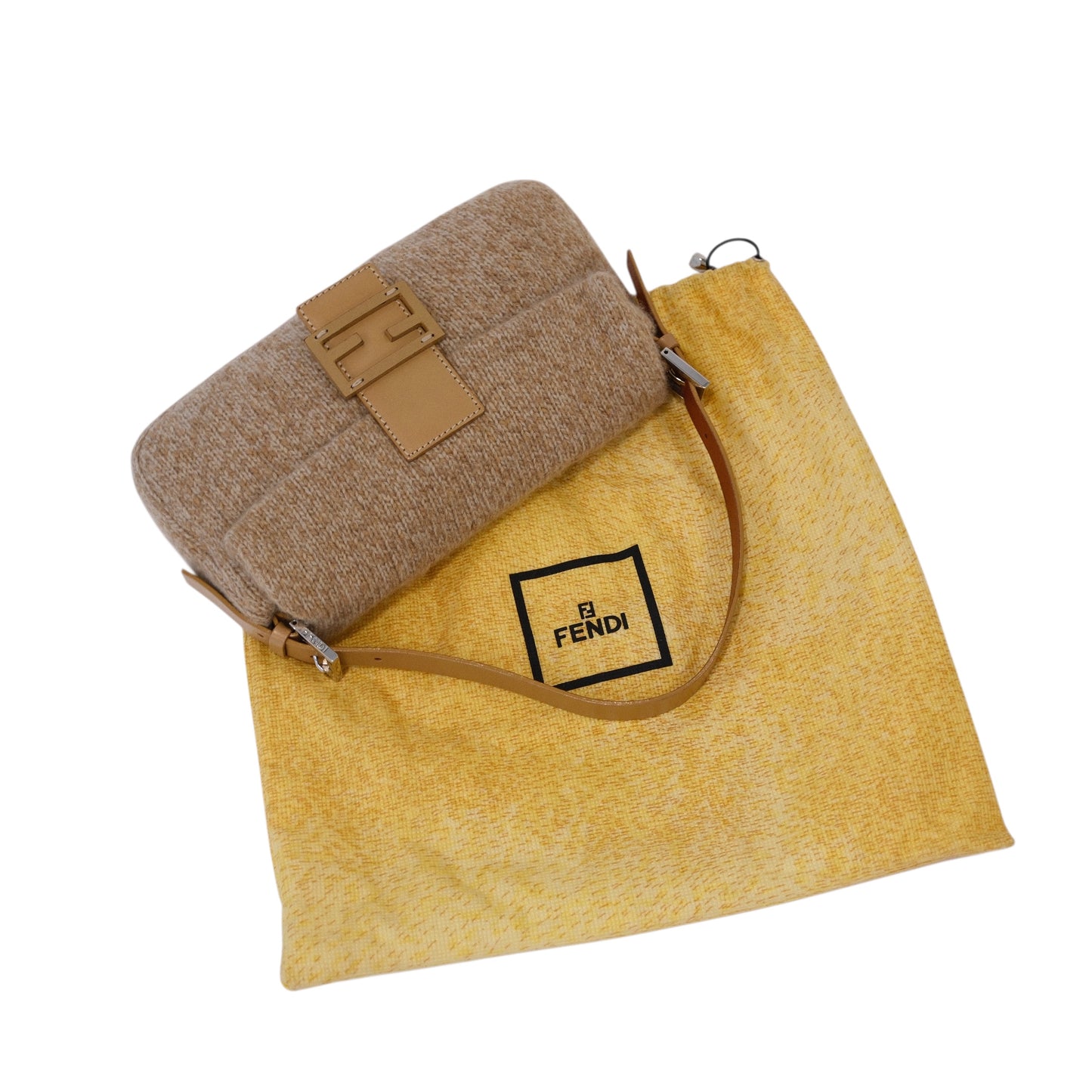 Fendi Mama Baguette Wool Shoulder Bag