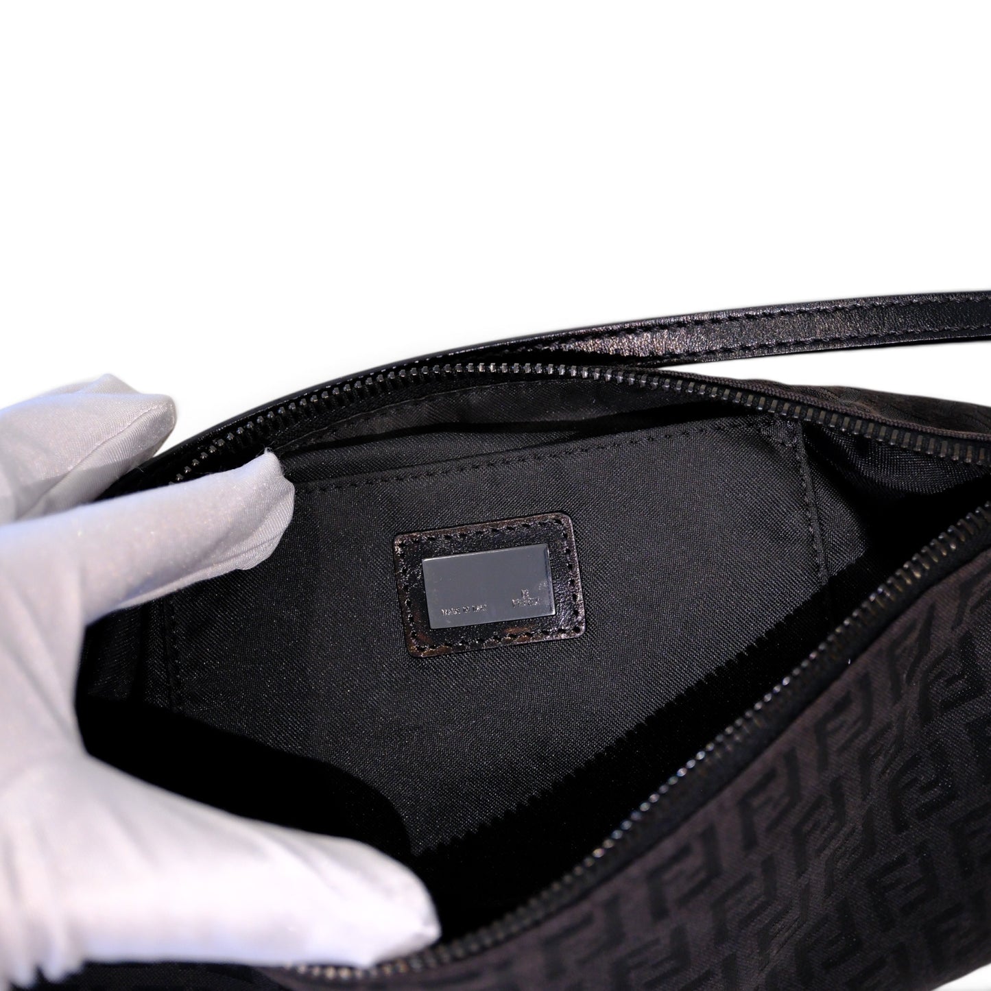 Fendi Black Baguette Cloth Shoulder Bag