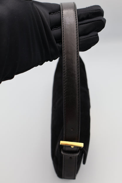 Fendi Baguette Black Suede Shoulder Bag