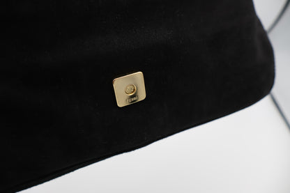 Fendi Baguette Black Suede Shoulder Bag