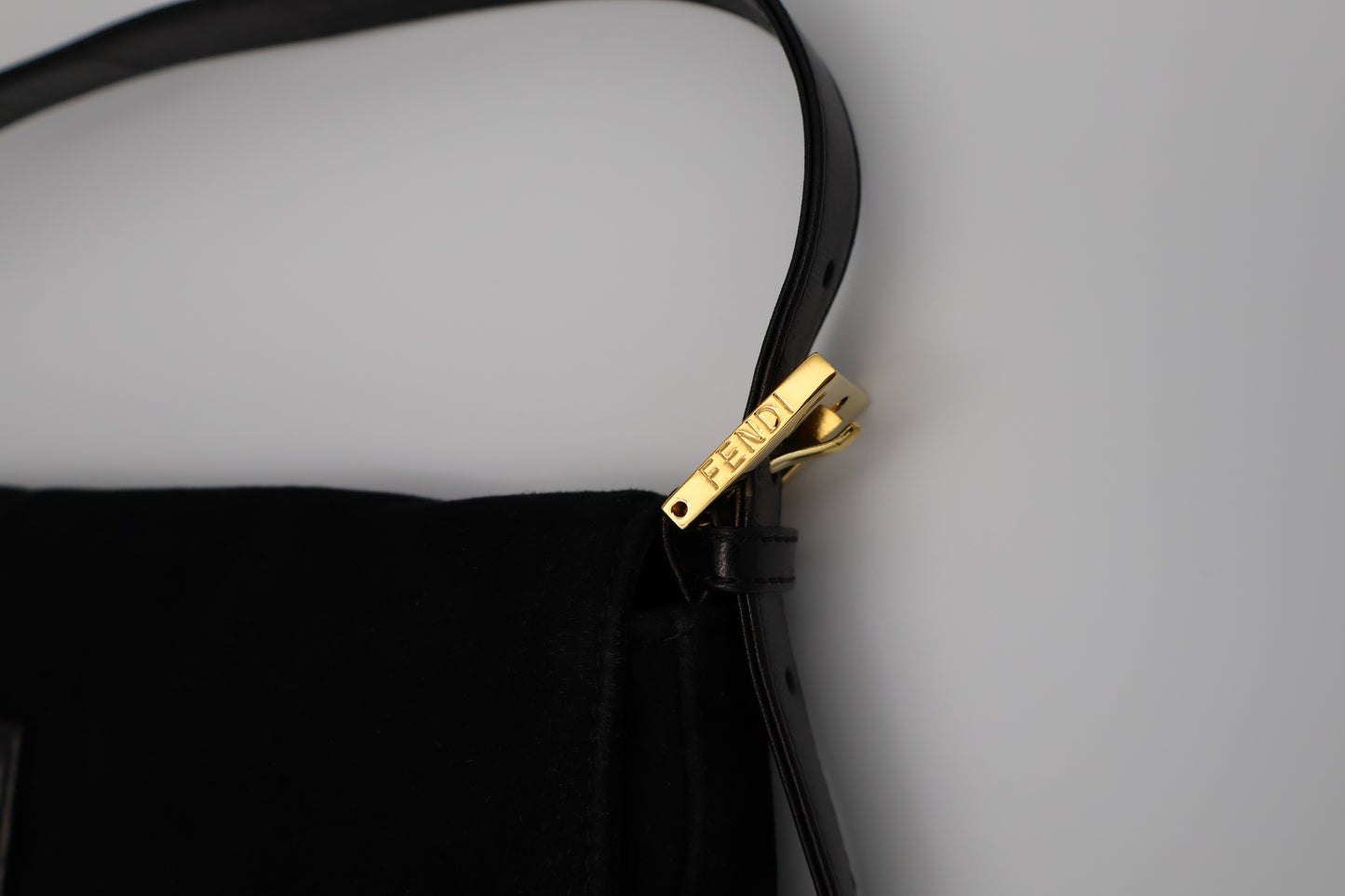 Fendi Baguette Black Suede Shoulder Bag