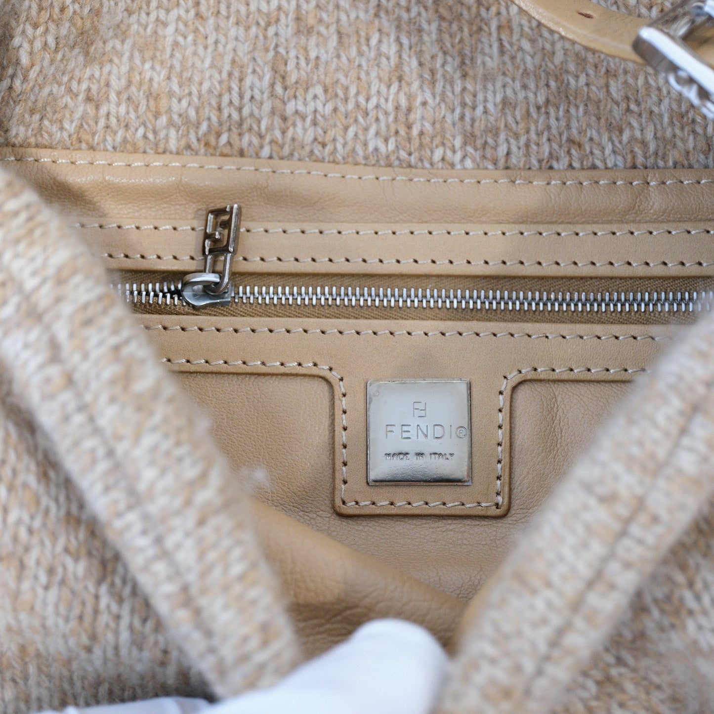 Fendi Mama Baguette Wool Shoulder Bag