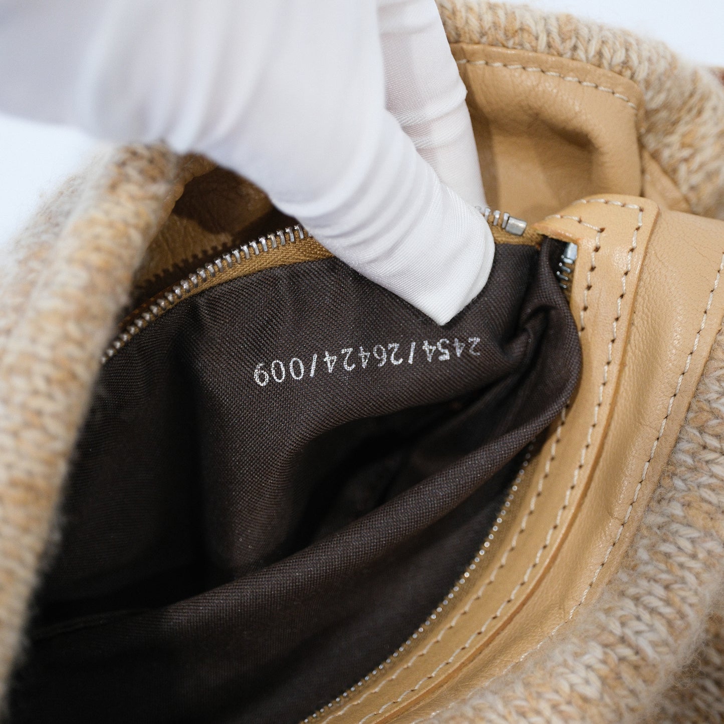 Fendi Mama Baguette Wool Shoulder Bag