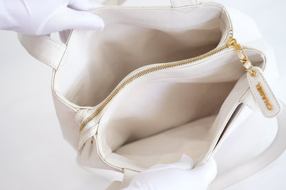 Chanel White Caviar Leather Tote Bag