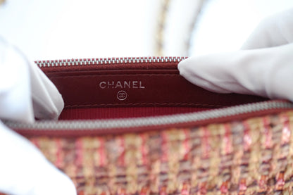 Chanel Gabrielle Tweed Burgundy Clutch with Chain