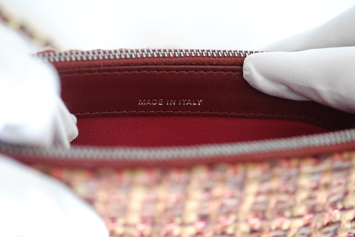 Chanel Gabrielle Tweed Burgundy Clutch with Chain