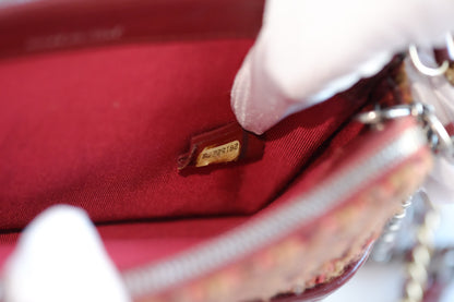 Chanel Gabrielle Tweed Burgundy Clutch with Chain