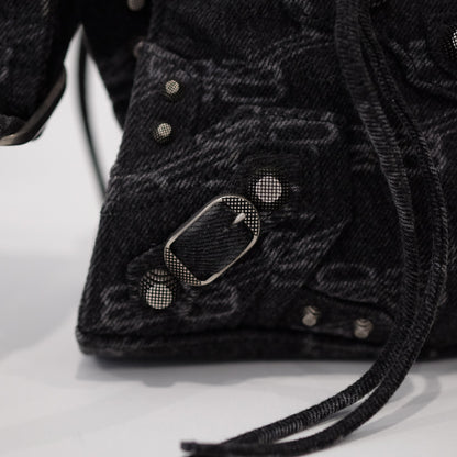 Balenciaga Denim Neo Cagole City XS Black Shoulder Bag