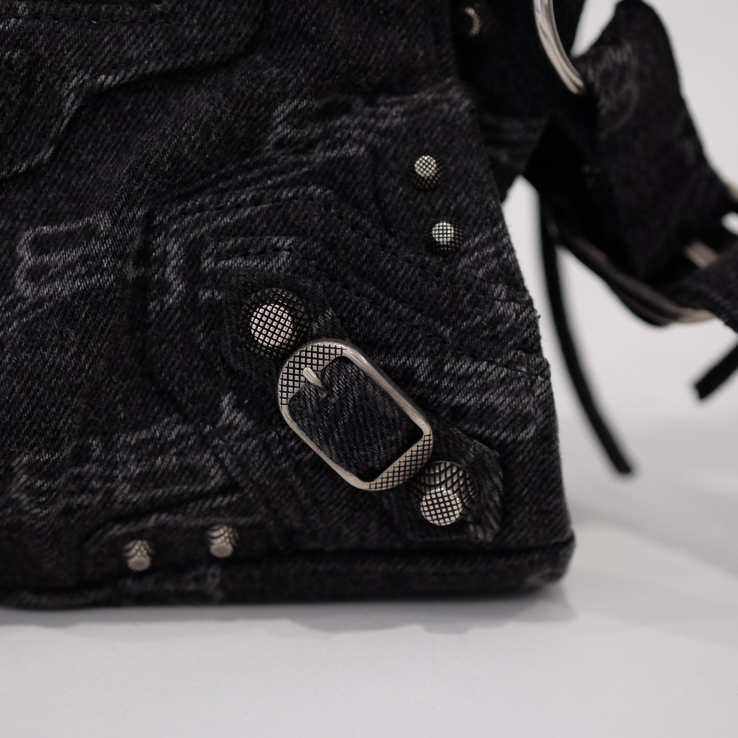 Balenciaga Denim Neo Cagole City XS Black Shoulder Bag