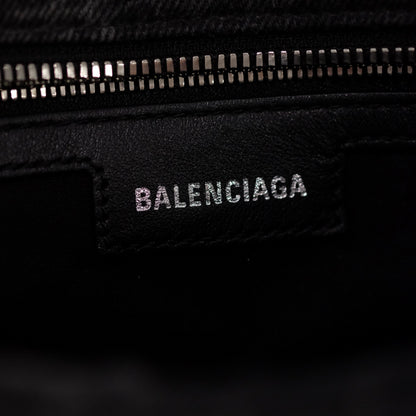 Balenciaga Denim Neo Cagole City XS Black Shoulder Bag