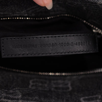 Balenciaga Denim Neo Cagole City XS Black Shoulder Bag