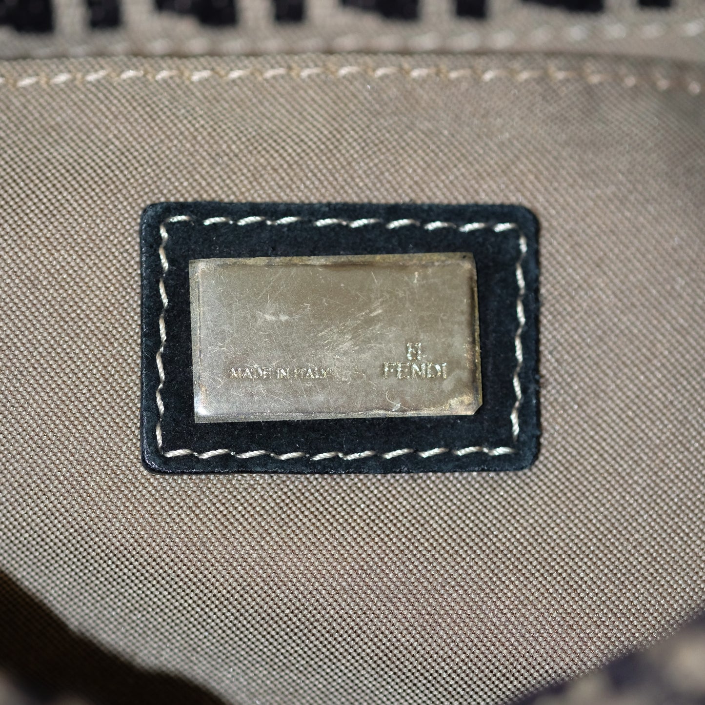 Fendi Zucchino Mini Baguette Shoulder Bag