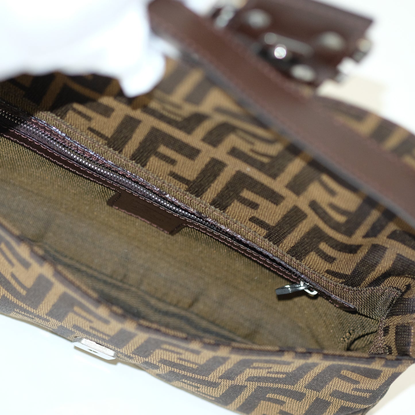 Fendi Zucca Baguette Brown Canvas Shoulder Bag