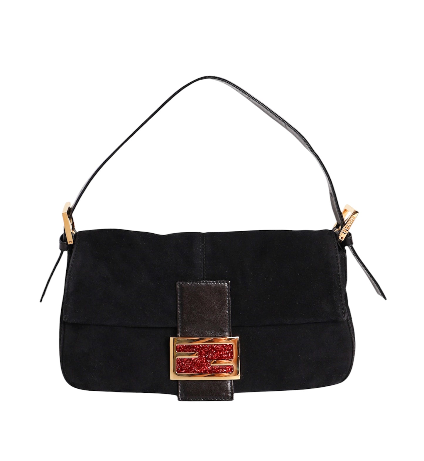 Fendi Baguette Black Suede Shoulder Bag