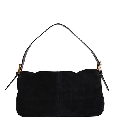 Fendi Baguette Black Suede Shoulder Bag