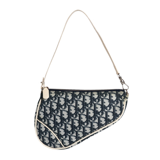 Christina Dior Vintage Trotter Mini Saddle Bag Navy