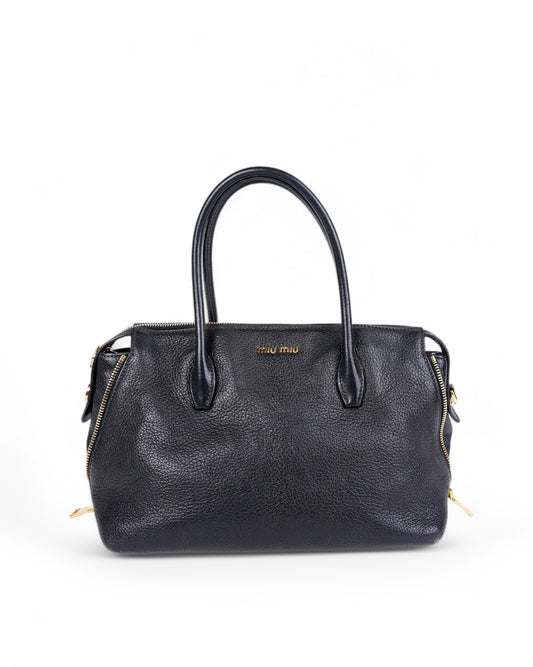 Miu Miu Madras Leather Tote Bag