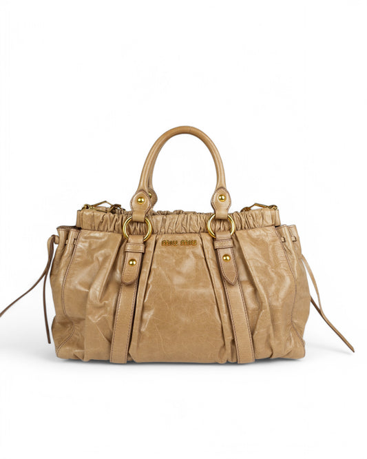 Miu Miu Vitello Lux Bow Tote