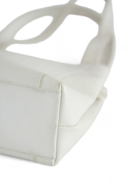 Chanel White Caviar Leather Tote Bag