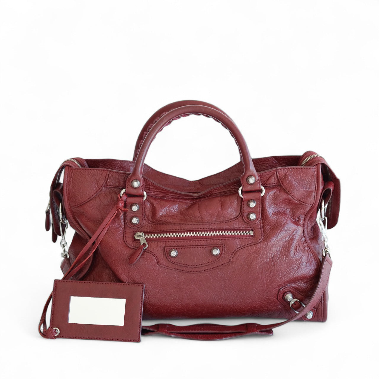 Balenciaga Giant City Burgundy Leather Bag