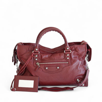 Balenciaga Giant City Burgundy Leather Bag