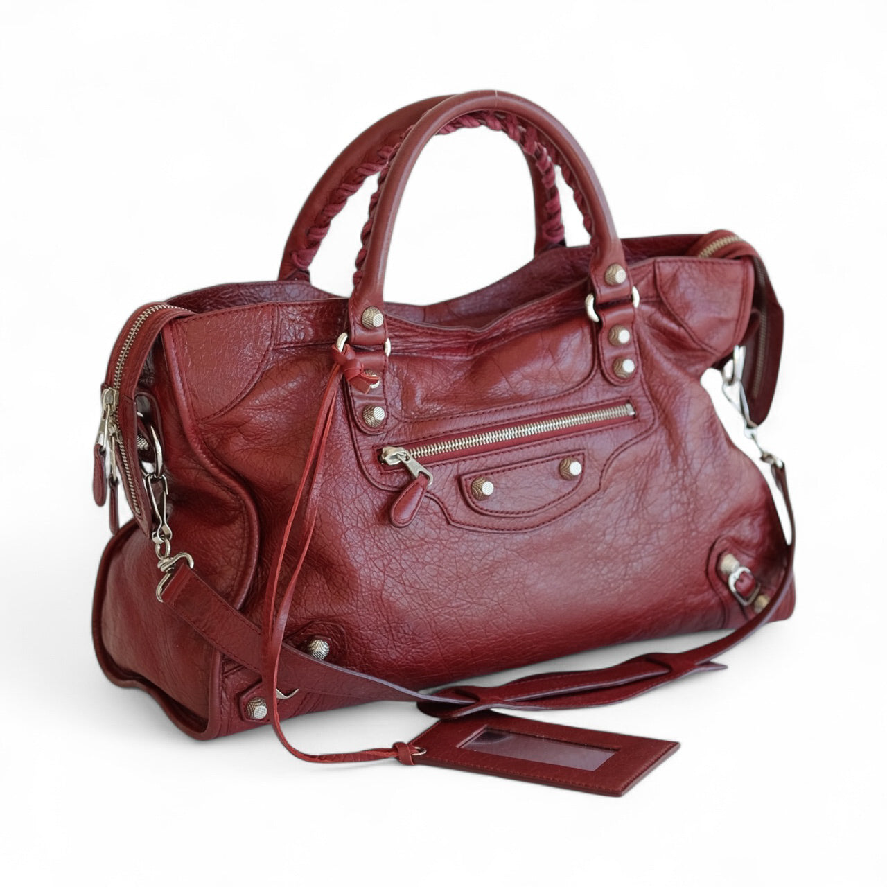 Balenciaga Giant City Burgundy Leather Bag