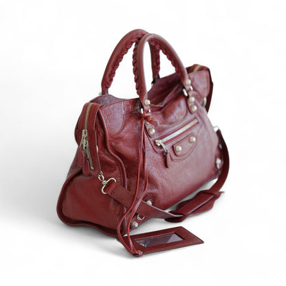 Balenciaga Giant City Burgundy Leather Bag