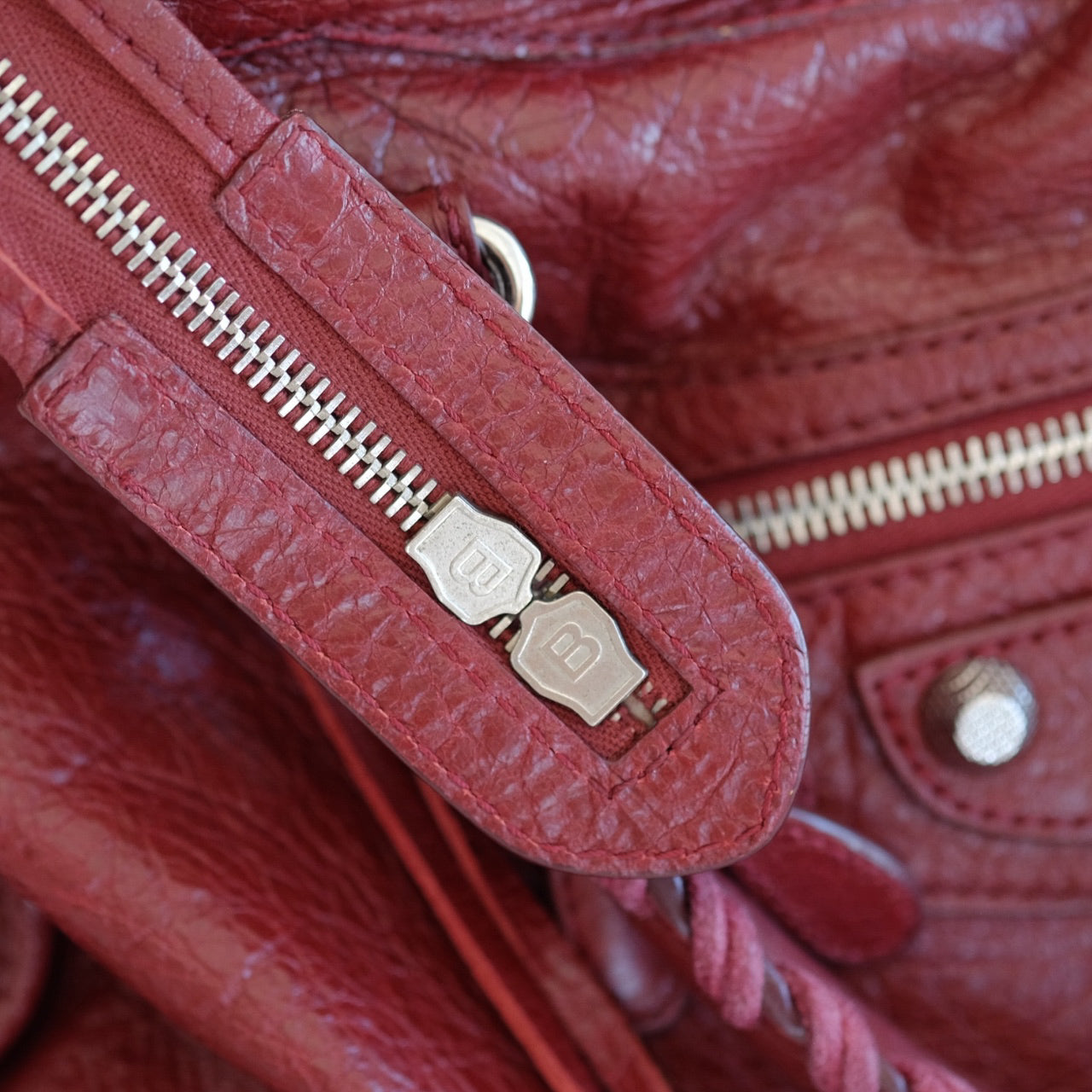 Balenciaga Giant City Burgundy Leather Bag