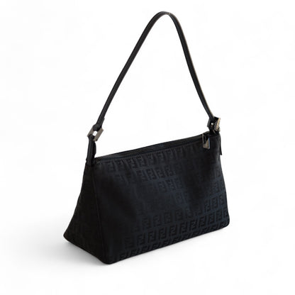 Fendi Black Baguette Cloth Shoulder Bag