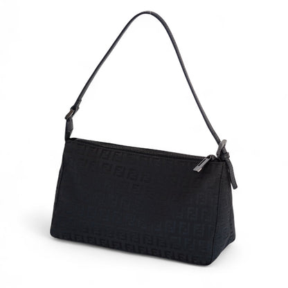 Fendi Black Baguette Cloth Shoulder Bag