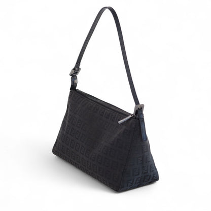 Fendi Black Baguette Cloth Shoulder Bag