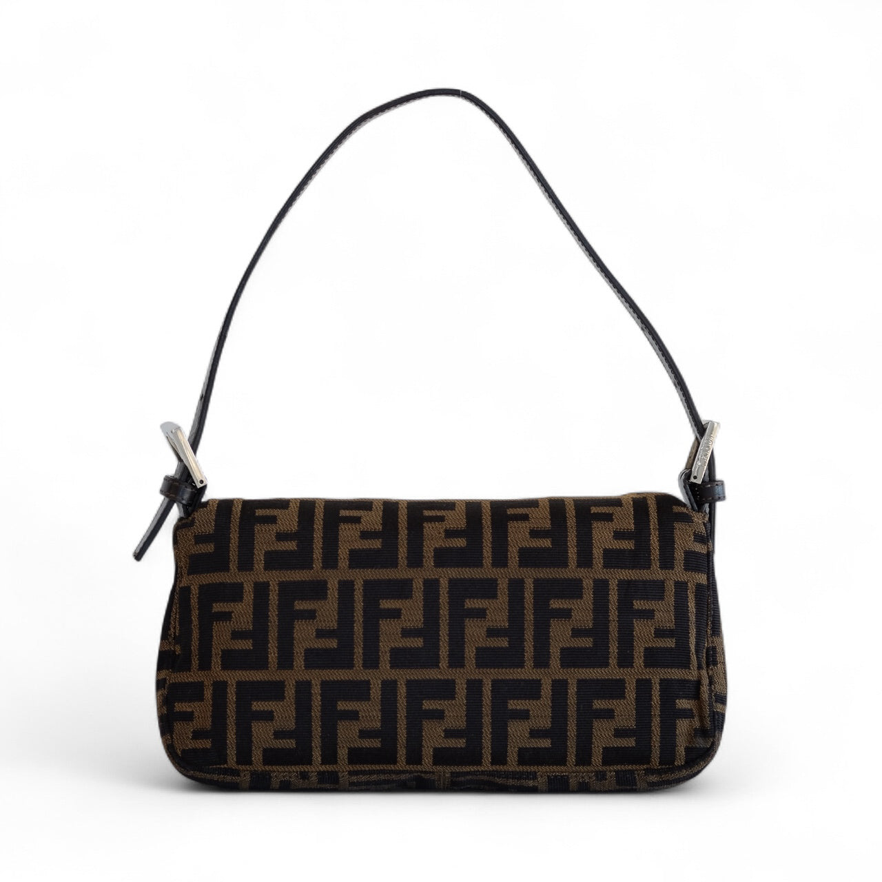 Fendi Zucca Baguette Brown Canvas Shoulder Bag