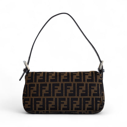 Fendi Zucca Baguette Brown Canvas Shoulder Bag