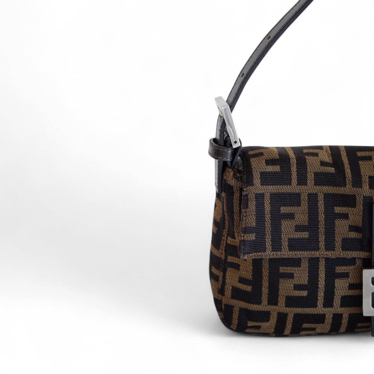 Fendi Zucca Baguette Brown Canvas Shoulder Bag