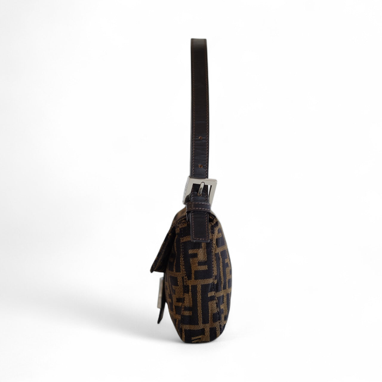 Fendi Zucca Baguette Brown Canvas Shoulder Bag