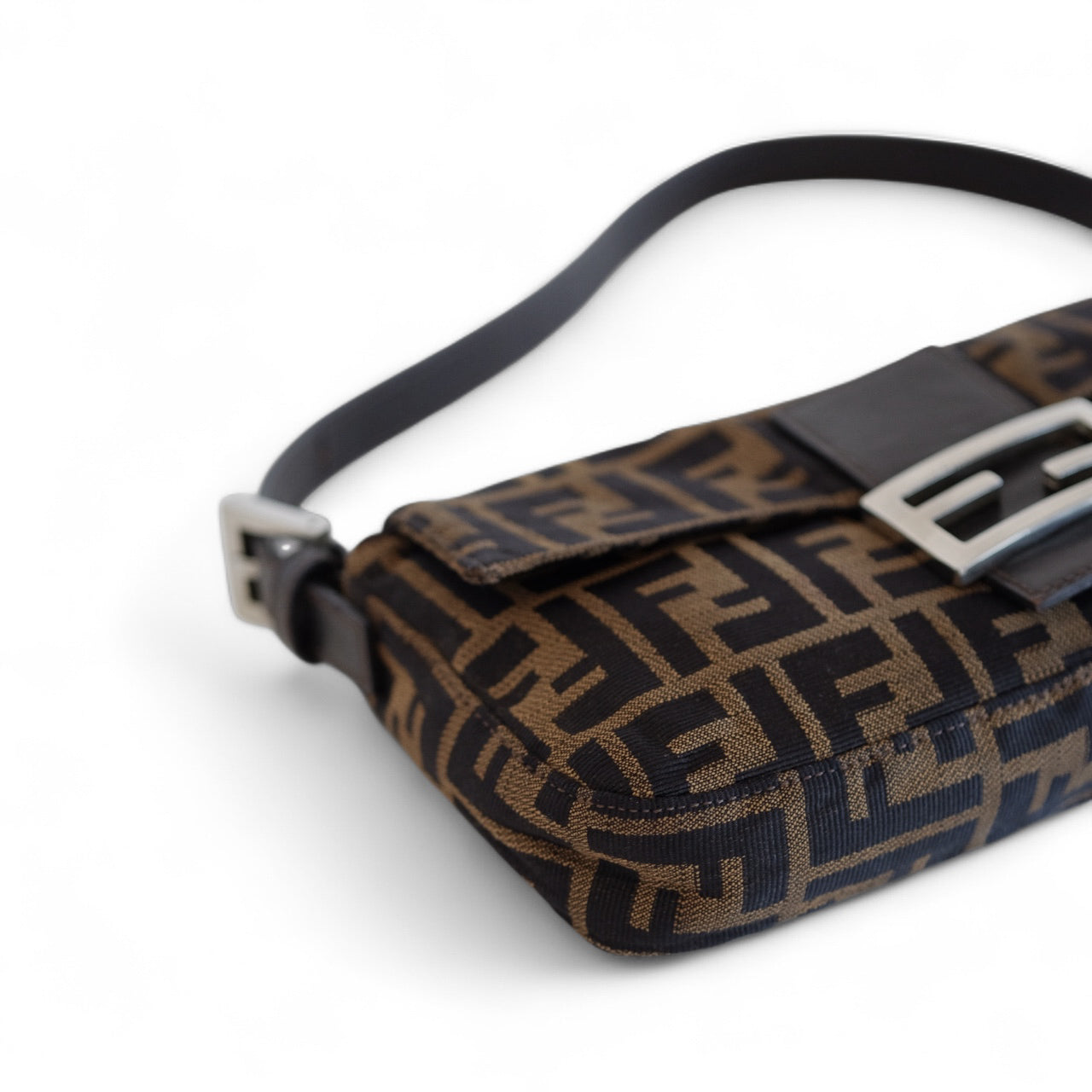 Fendi Zucca Baguette Brown Canvas Shoulder Bag