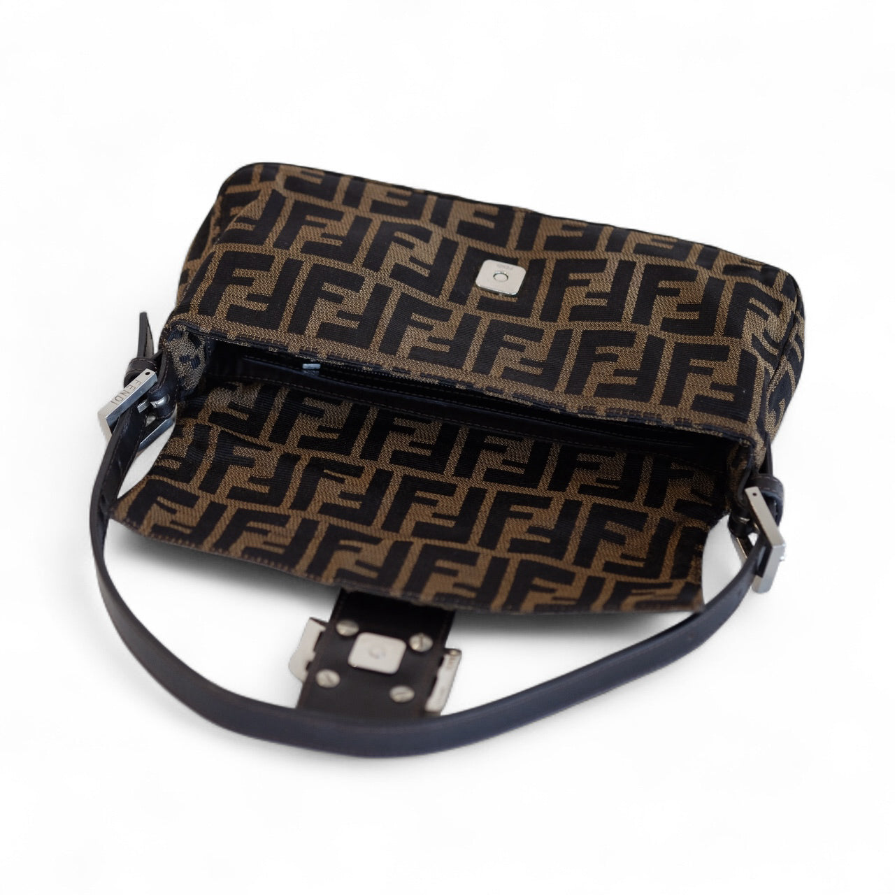 Fendi Zucca Baguette Brown Canvas Shoulder Bag