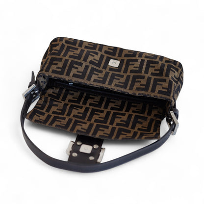 Fendi Zucca Baguette Brown Canvas Shoulder Bag