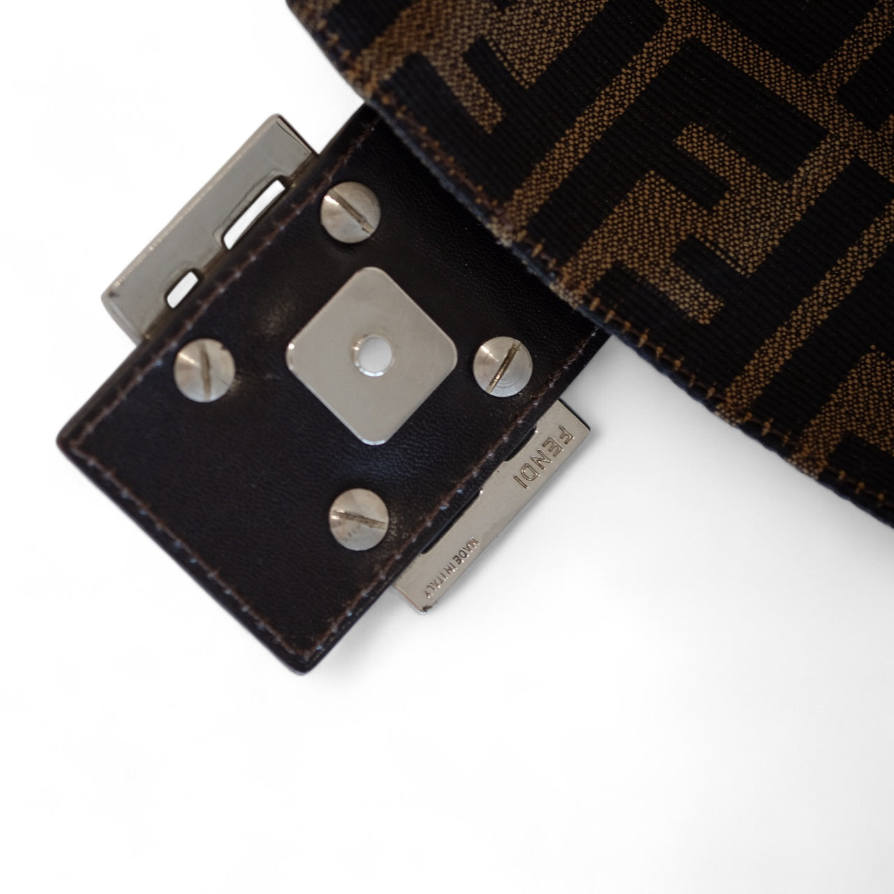 Fendi Zucca Baguette Brown Canvas Shoulder Bag