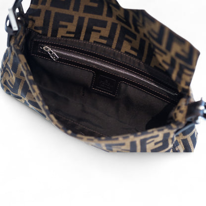 Fendi Zucca Baguette Brown Canvas Shoulder Bag