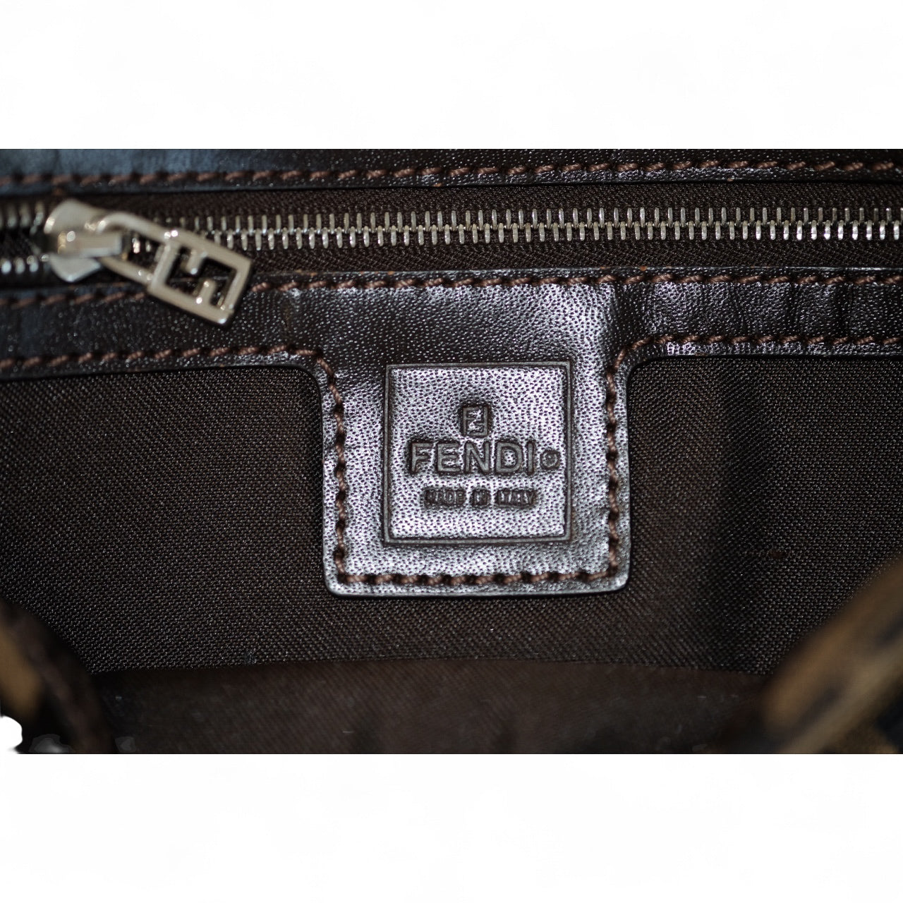 Fendi Zucca Baguette Brown Canvas Shoulder Bag