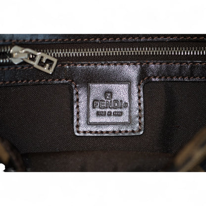 Fendi Zucca Baguette Brown Canvas Shoulder Bag