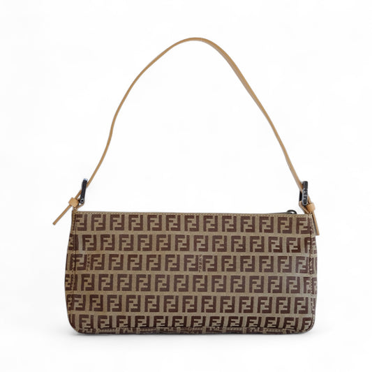 Fendi Beige Zucchino Canvas Pouchette Shoulder Bag